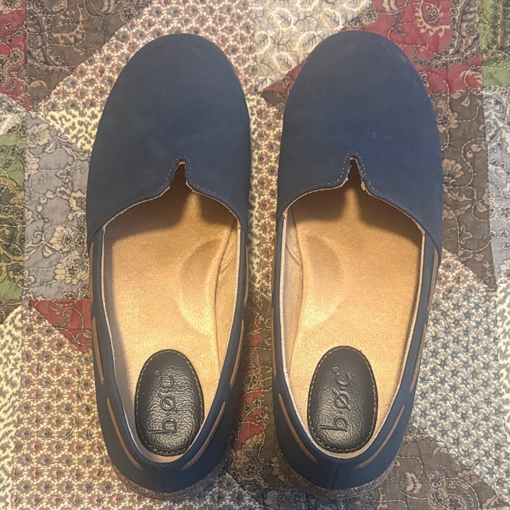 BOC Navy Loafers with Brown Trim
